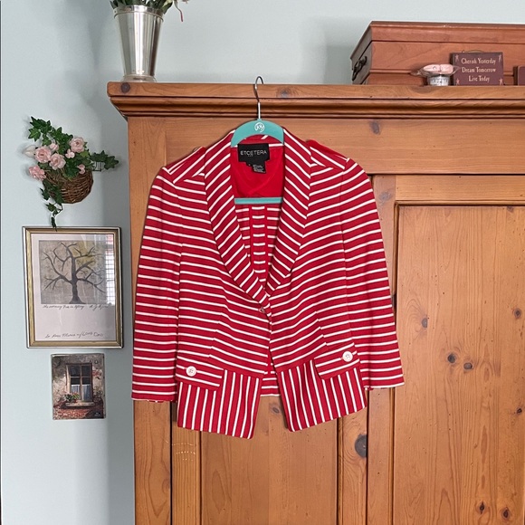 Etcetera Jackets & Blazers - Etcetera Women's Red and White Striped Blazer